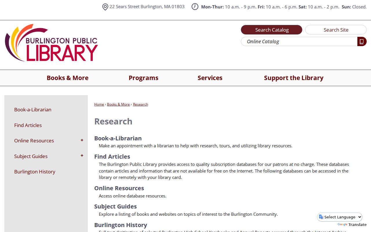 Burlington city directory research services at Burlington Public Library